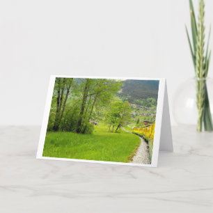 Down into the Swiss valley by train Holiday Card
