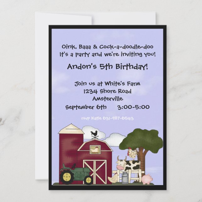 Down on the Farm Invitation (Front)