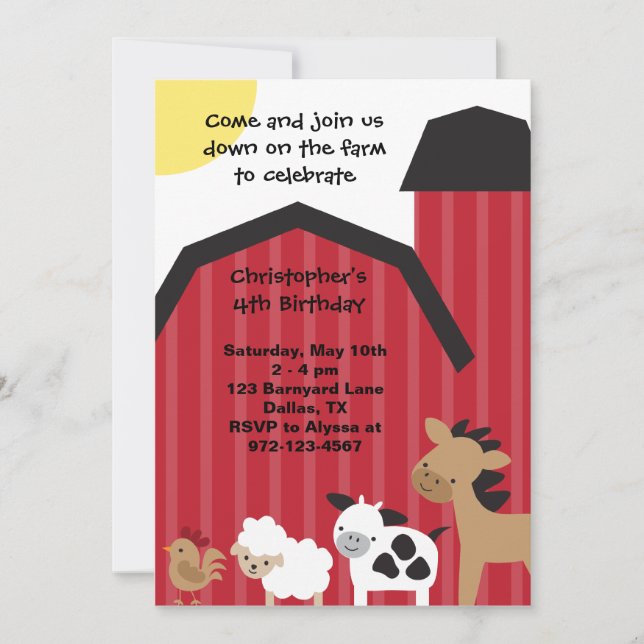 Down on the Farm Invitations (Front)
