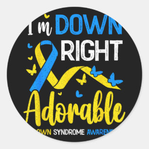 Down right adorable world down syndrome day 21st classic round sticker