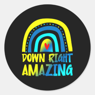 Down Right Amazing Down Syndrome Awareness Classic Round Sticker