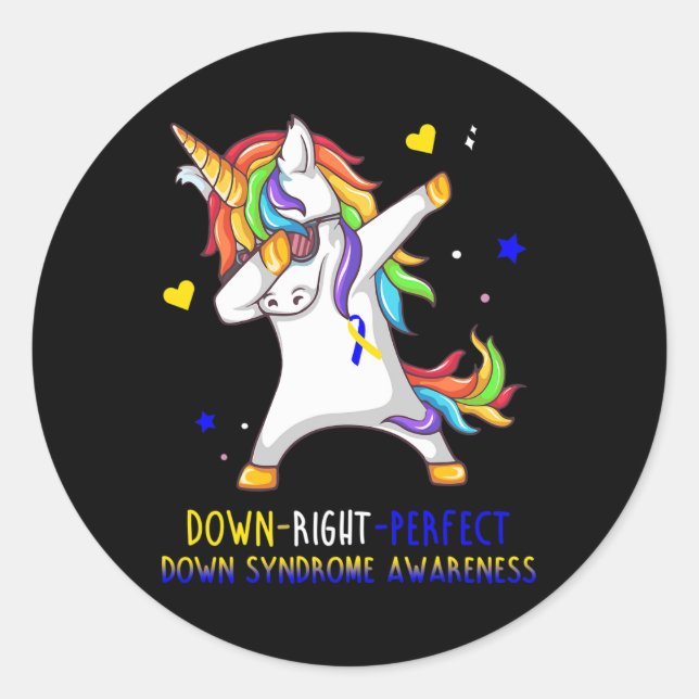 Down Right Perfect Down Syndrome Awareness  Classic Round Sticker (Front)