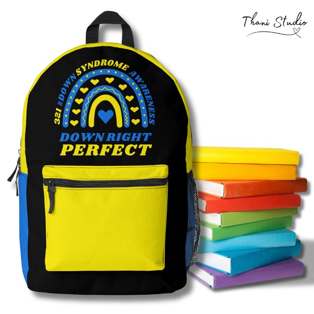 Down Right Perfect Rainbow World Down Syndrome Printed Backpack (Creator Uploaded)