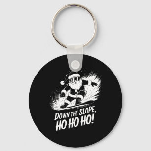 Down Slope Ho Ho Ho Santa Snowboarder Christmas Sn Key Ring
