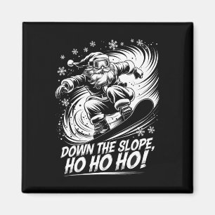 Down Slope Ho Ho Ho Santa Snowboarder Christmas Sn Magnet