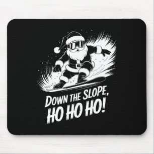 Down Slope Ho Ho Ho Santa Snowboarder Christmas Sn Mouse Pad
