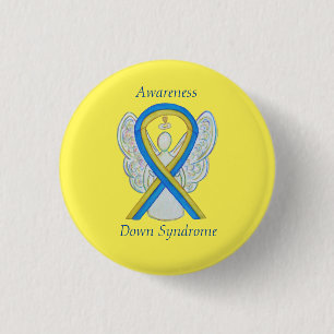 Down Syndrome Angel Awareness Ribbon Button Pin