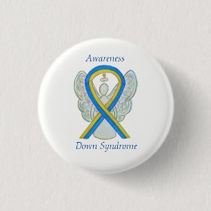 Down Syndrome Angel Awareness Ribbon Button Pins