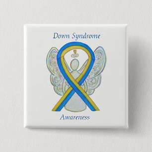 Down Syndrome Angel Awareness Ribbon Custom Pins