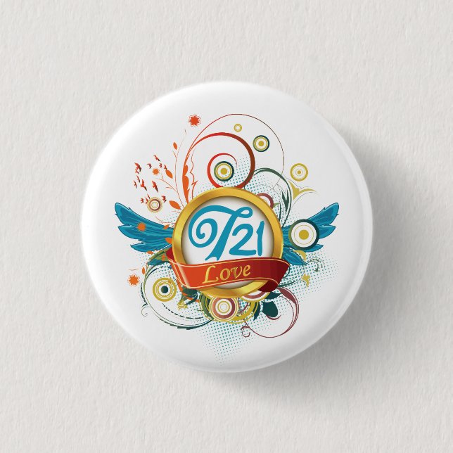 Down syndrome awareness 3 cm round badge (Front)