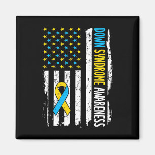Down Syndrome Awareness American Flag T21 Down Syn Magnet
