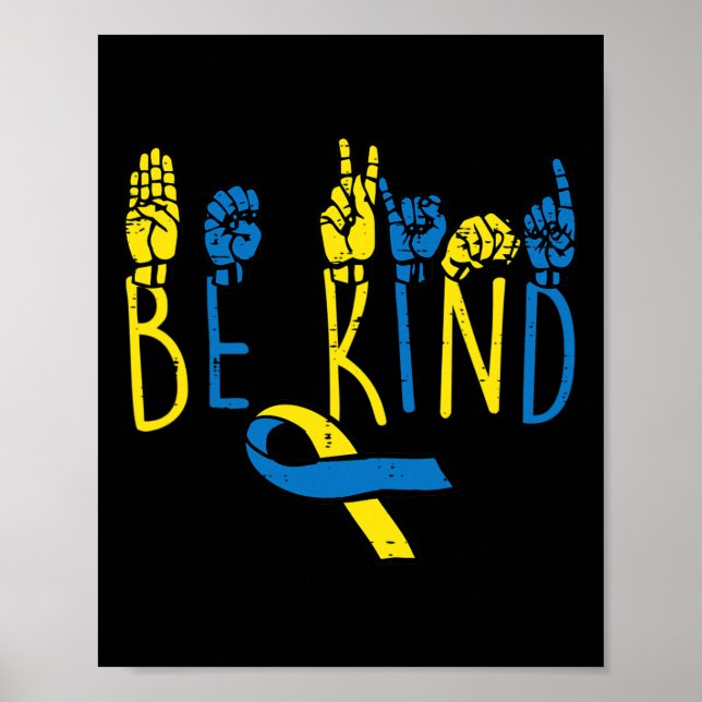 Down Syndrome Awareness Be Kind ASL Hand Sign Teac (Front)