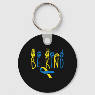 Down Syndrome Awareness Be Kind ASL Hand Sign Teac Key Ring