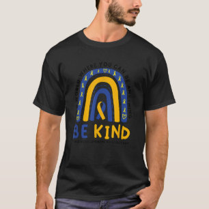 Down Syndrome Awareness Be Kind Blue Yellow Ribbon T-Shirt
