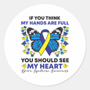Down Syndrome Awareness Blue And Yellow Ribbon T21 Classic Round Sticker