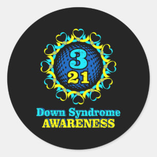 Down Syndrome Awareness Blue Yellow 3 21 Classic Round Sticker