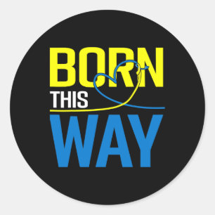 Down Syndrome Awareness Born Yellow Blue Ribbon Th Classic Round Sticker