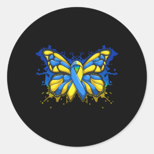 Down Syndrome Awareness Butterfly Gift 1 Classic Round Sticker