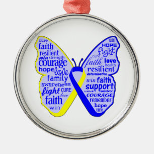 Down Syndrome Awareness Butterfly Ribbon Metal Ornament