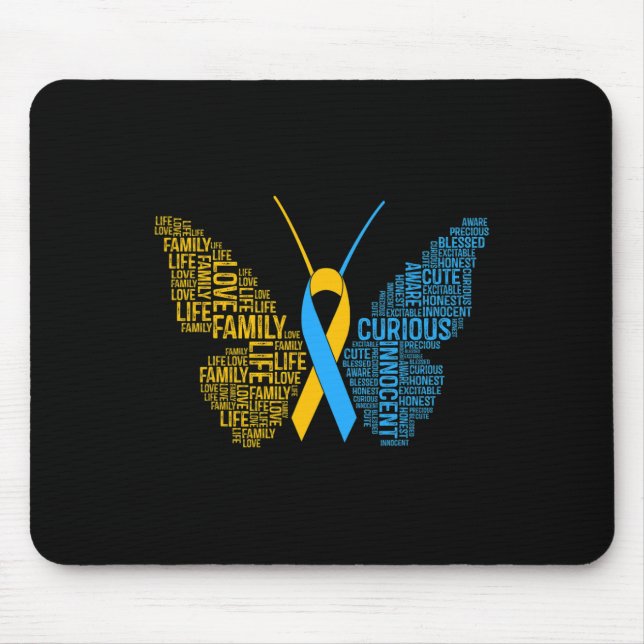 Down Syndrome Awareness Butterfly Support Gift  Mouse Pad (Front)
