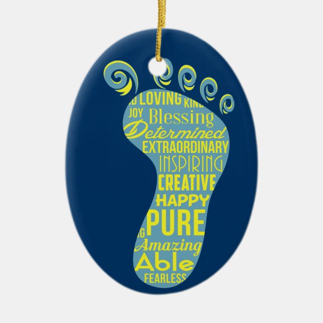 Down syndrome awareness ceramic ornament (Front)