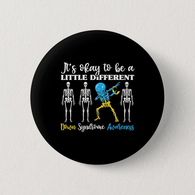 Down Syndrome Awareness Day Dabbing Kid Skeleton  6 Cm Round Badge (Front)