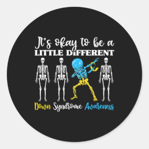 Down Syndrome Awareness Day Dabbing Kid Skeleton  Classic Round Sticker