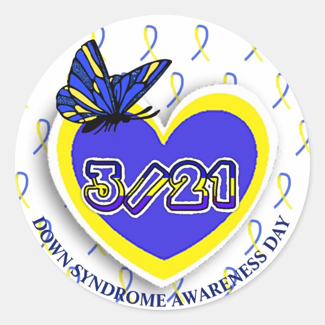 Down Syndrome Awareness Day Sticker March 21 (Front)