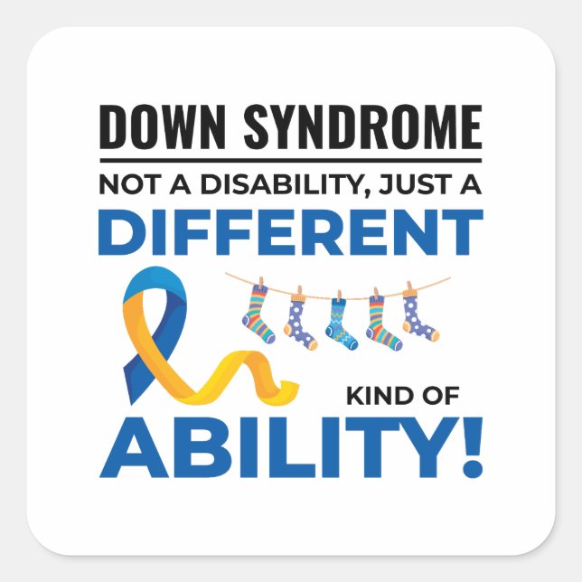 Down Syndrome Awareness Different Ability Square Sticker (Front)