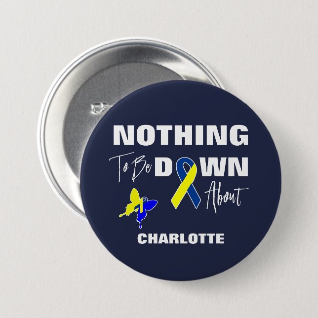 Down Syndrome Awareness Fun Personalised 7.5 Cm Round Badge (Front & Back)
