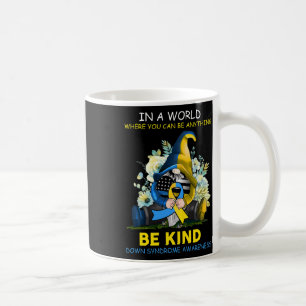 Down Syndrome Awareness Gnome Be Kind Sunflower Ri Coffee Mug