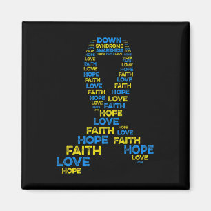 Down Syndrome Awareness Hope Faith Love Teal Ribbo Magnet