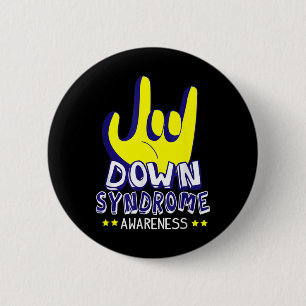 Down Syndrome Awareness I Love You ASL Hand Sign  6 Cm Round Badge