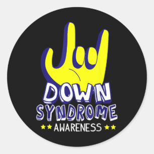 Down Syndrome Awareness I Love You ASL Hand Sign  Classic Round Sticker
