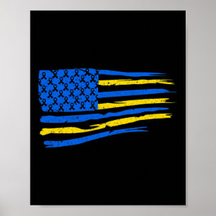 Down Syndrome Awareness Month American Flag T21 1 Poster