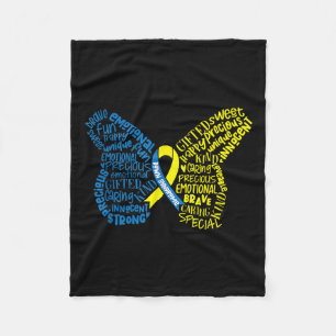 Down Syndrome Awareness Month Butterfly Word Cloud Fleece Blanket