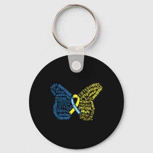 Down Syndrome Awareness Month Butterfly Word Cloud Key Ring