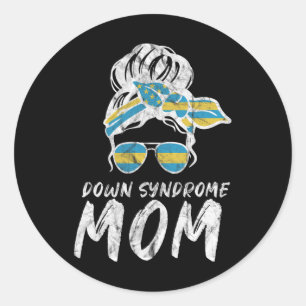 Down Syndrome Awareness Month Messy Bun Mother Classic Round Sticker