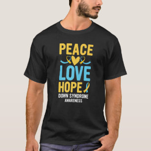 Down Syndrome Awareness Peace Love Hope T21 Yellow T-Shirt