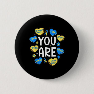 Down Syndrome Awareness Positive Candy Heart Cute 6 Cm Round Badge