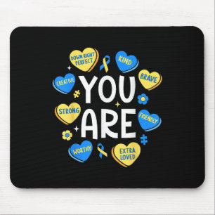 Down Syndrome Awareness Positive Candy Heart Cute Mouse Pad