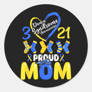Down Syndrome Awareness Proud-Mum Son Daughter Classic Round Sticker