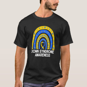 Down Syndrome Awareness Rainbow T21 Yellow Blue Ri T-Shirt