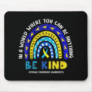 Down Syndrome Awareness Ribbon Boho Rainbow Yellow Mouse Pad