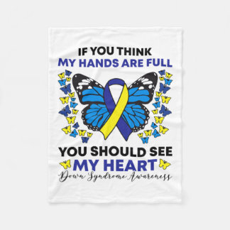 Down Syndrome Awareness Ribbon Butterfly Mum Sped  Fleece Blanket