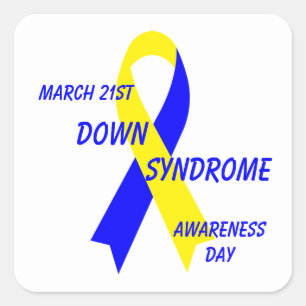 Down Syndrome Awareness Ribbon by Janz Yellow&Blue Square Sticker