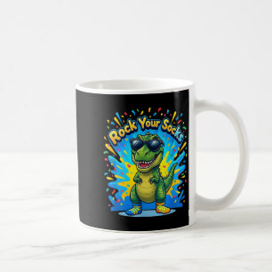 Down Syndrome Awareness Rock Socks T-Rex Dinosaur Coffee Mug