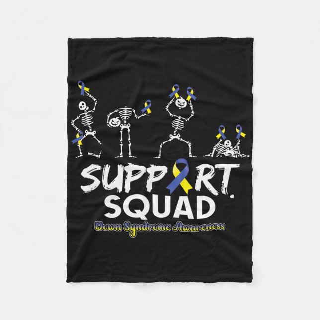 Down Syndrome Awareness Skeleton Support Squad Hal Fleece Blanket (Front)