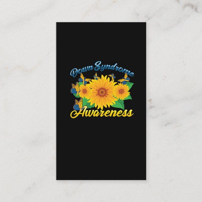 Down Syndrome Awareness Sunflower Butterfly Gift Business Card (Front)