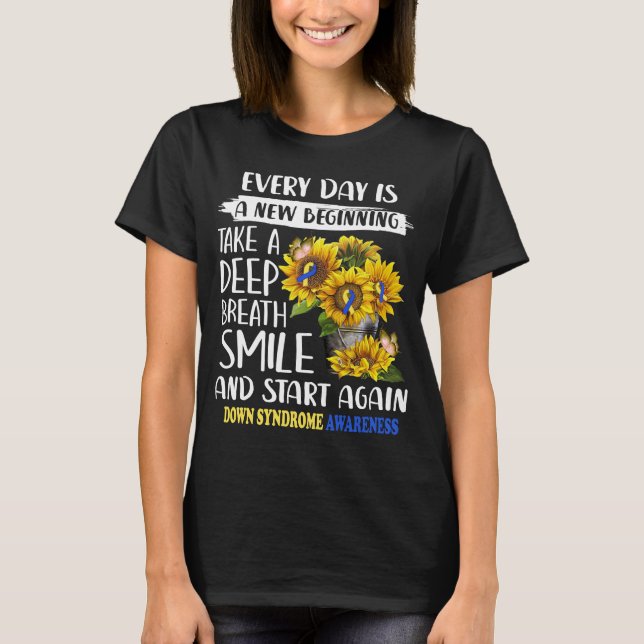 down syndrome awareness sunflower butterfly T-Shirt (Front)